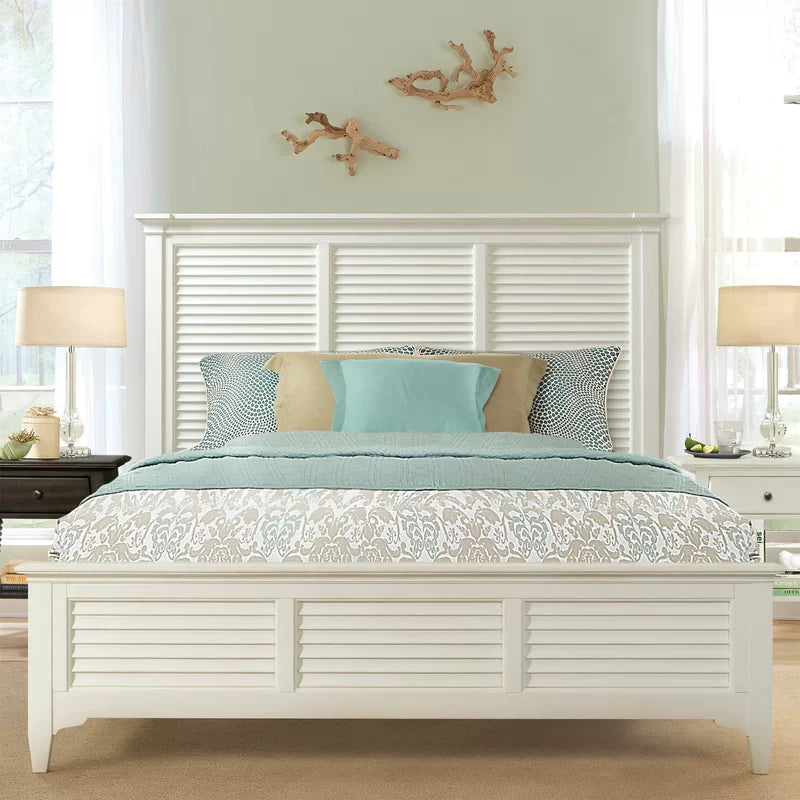 ADOUER WOOD Solid Sheesham White Designer Bed, Without Storage