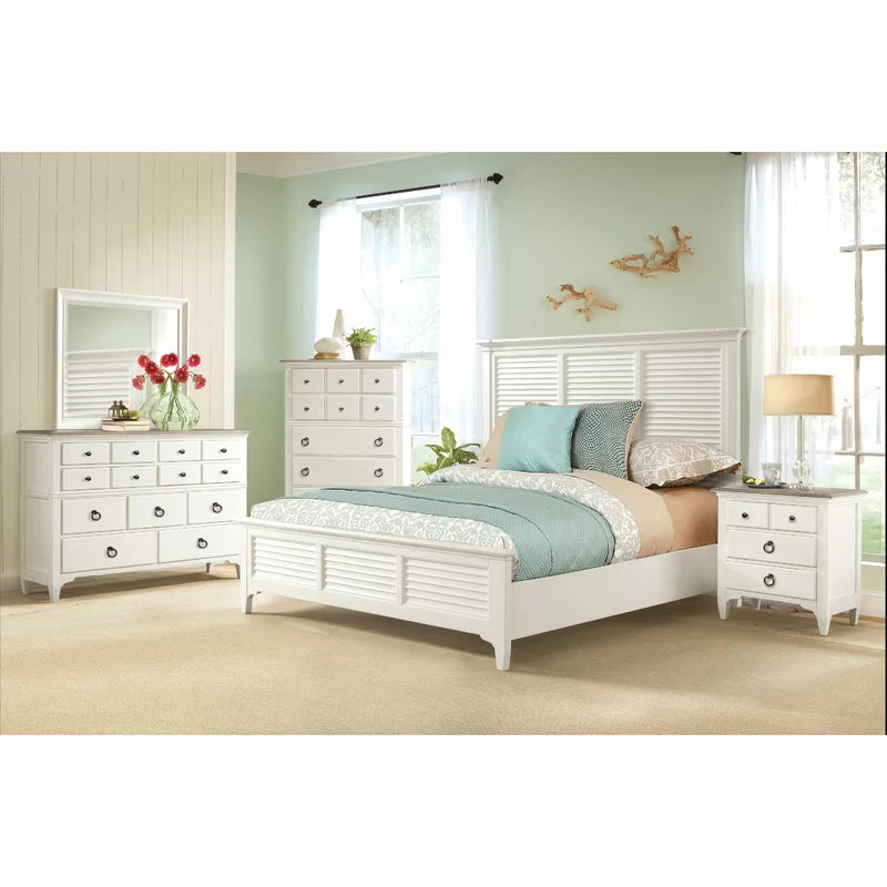 ADOUER WOOD Solid Sheesham White Designer Bed, Without Storage