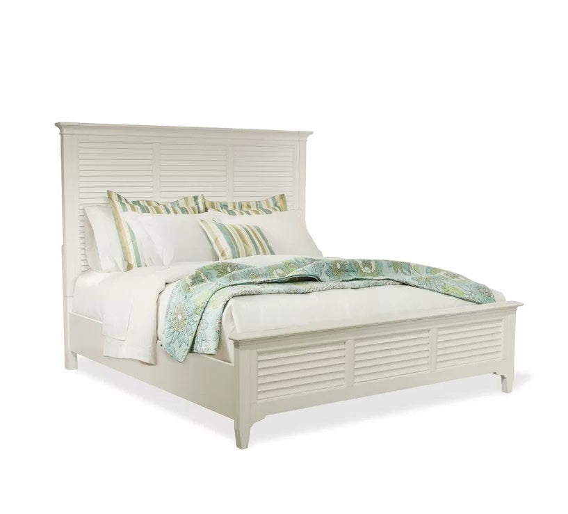 ADOUER WOOD Solid Sheesham White Designer Bed, Without Storage