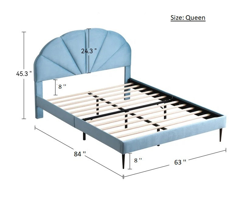 ADOUER WOOD Beautiful Design Solid Wood Bed Frame Upholstered Bed, Without Storage