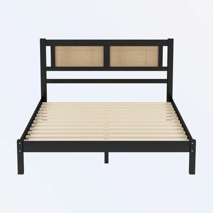 ADOUER WOOD Sheesham Wood White Classic Rattan Cane Bed