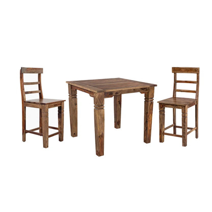 ADOUER WOOD "Classic 2-Person Solid Wood Dining Table Set with Natural Honey Finish