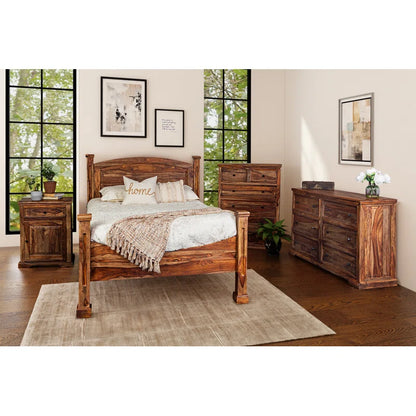 ADOUER WOOD Solid Sheesham Wood Classic Bed For Bedroom (Natural)