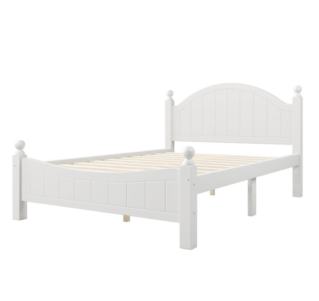 ADOUER WOOD Makes Home Beautiful Solid Sheesham Wood Bed Without Storage For Bedroom (White)