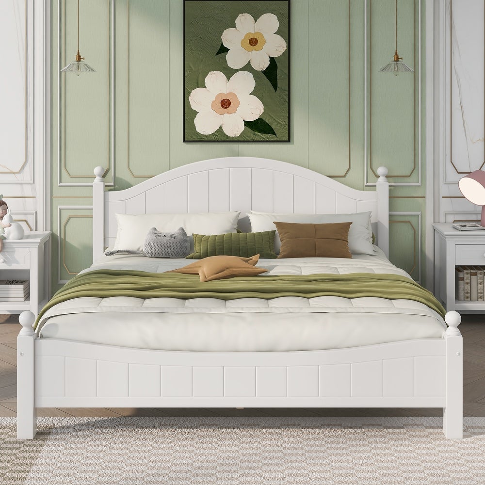 ADOUER WOOD Makes Home Beautiful Solid Sheesham Wood Bed Without Storage For Bedroom (White)