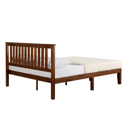 Adouer Wood "Solid Sheesham Wood Slat Bed with Minimalist Headboard – Natural Honey Finish"