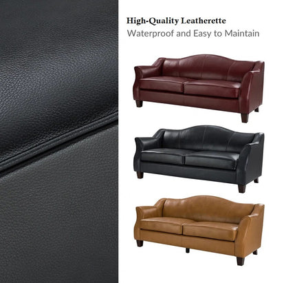 ADOUER WOOD High Backrest Elegant Design 3 Seater Leatherette  Sofa For Home & Office