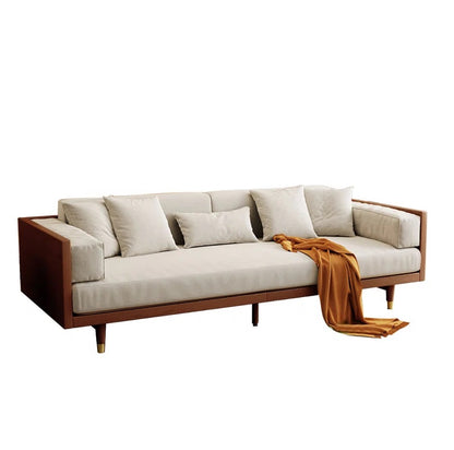 ADOUER WOOD Solid Sheesham Wood 3 Seater Sofa For Home & Office, Light Walnut