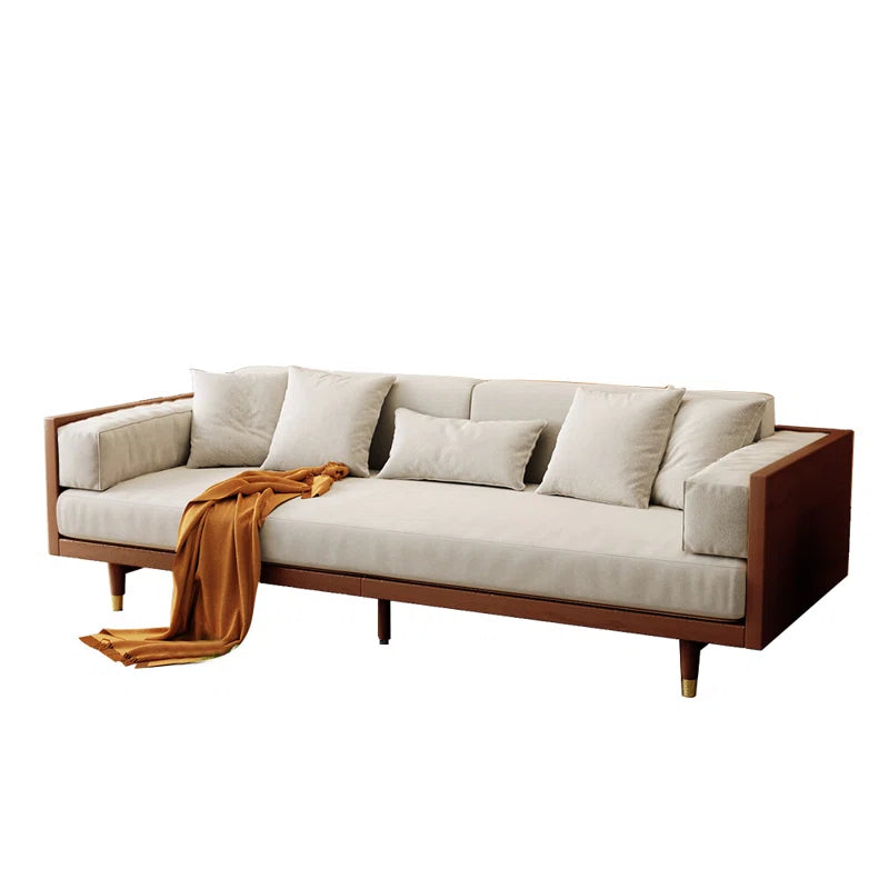 ADOUER WOOD Solid Sheesham Wood 3 Seater Sofa For Home & Office, Light Walnut