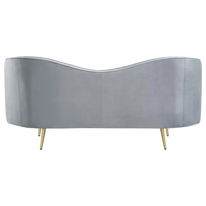 ADOUER WOOD Modern Curved Velvet Sofa Set with Gold Legs - Grey