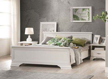 Adouer Wood "Elegant White Solid Sheesham Wooden Standard Bed"