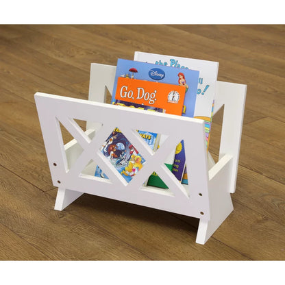 ADOUER WOOD Solid Sheesham Wood PU White Magazine Rack