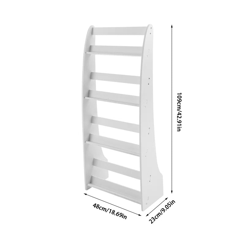 ADOUER WOOD Solid Sheesham Wood PU White Standing Magazine Rack