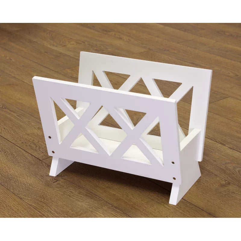 ADOUER WOOD Solid Sheesham Wood PU White Magazine Rack