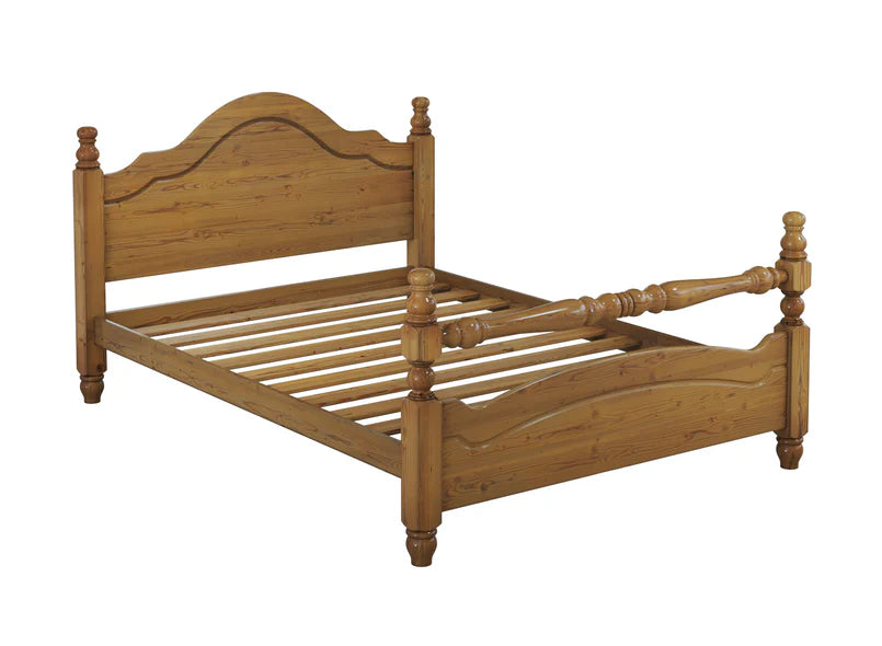 Adouer Wood Solid Sheesham Wooden Pine Bed Frame with Classic Headboard Design - Natural Finish