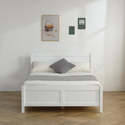 "Adouer Wood Premium Solid Sheesham Wood Designer Bed in White Finish"