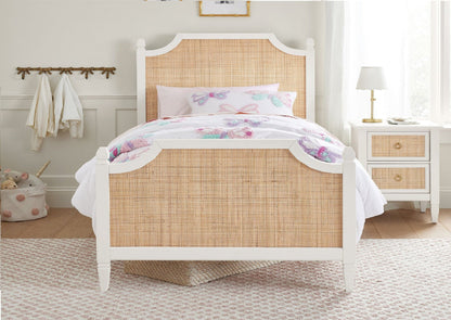 ADOUER WOOD Sheesham Wood White Classic Rattan Cane Bed