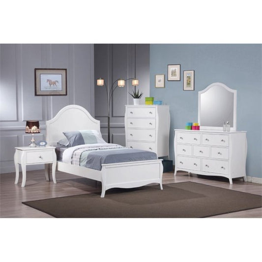 ADOUER WOOD Solid Sheesham Wood Milky White Bed For Kids