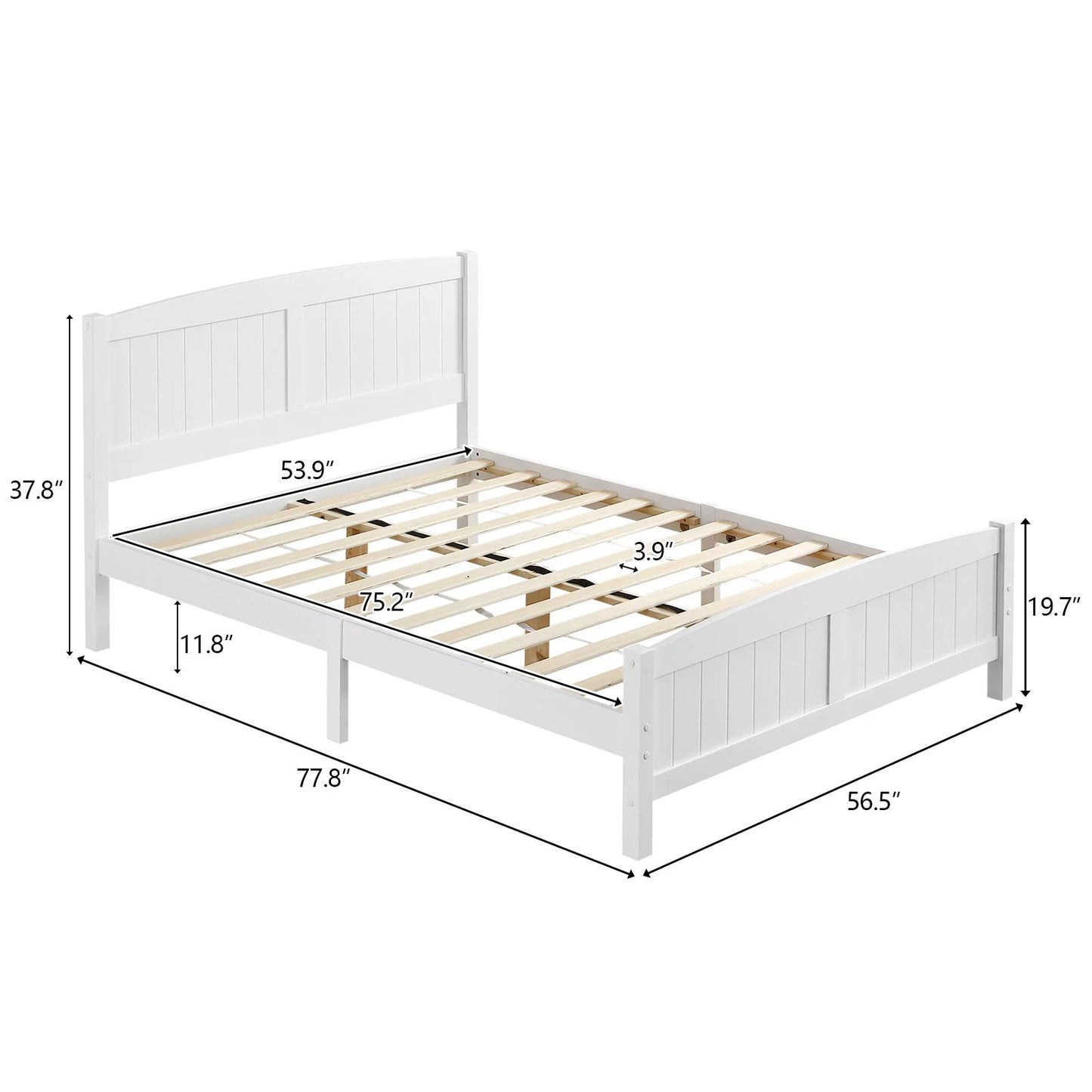 "Adouer Wood Premium Solid Sheesham Wood Designer Bed in White Finish"