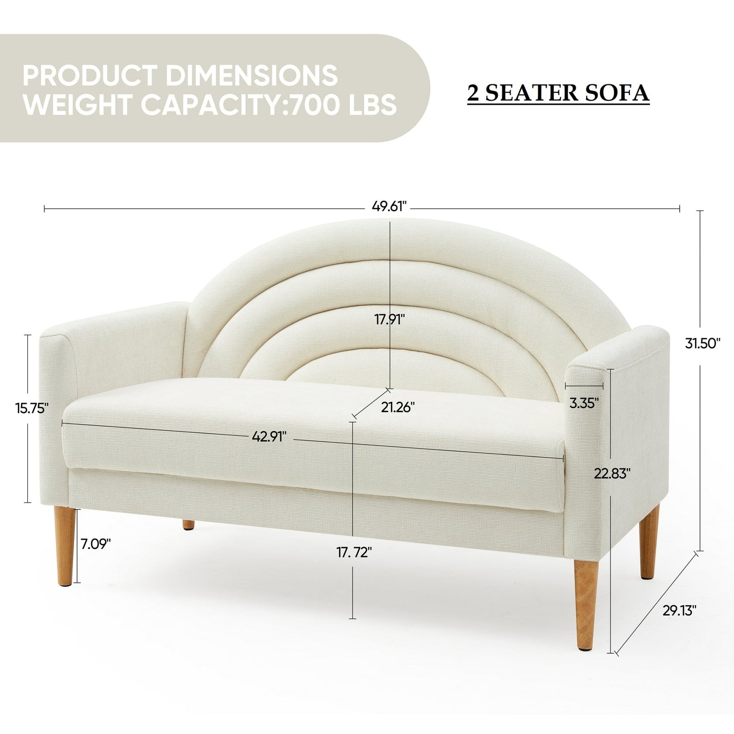 ADOUER WOOD Solid Wood Frame And Solid Wood Leg Modern Upholstered Sofa Set