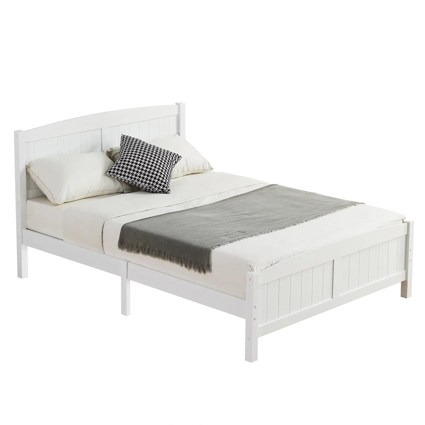 "Adouer Wood Premium Solid Sheesham Wood Designer Bed in White Finish"