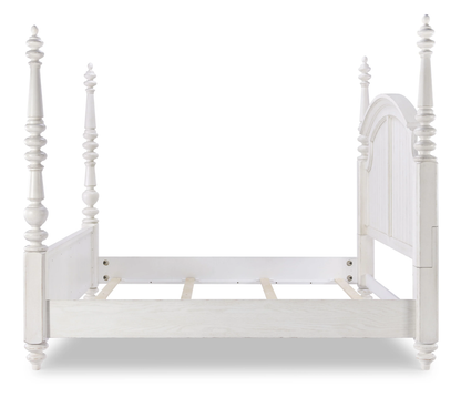 ADOUER WOOOD "Solid Sheesham Wood Poster Bed in Elegant Milky White"