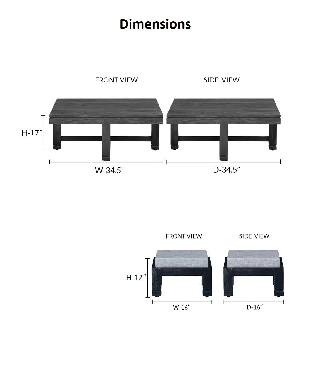 ADOUER WOOD Solid Sheesham Wood Coffee Table Set With 4 Setting Stool (Natural Finish)