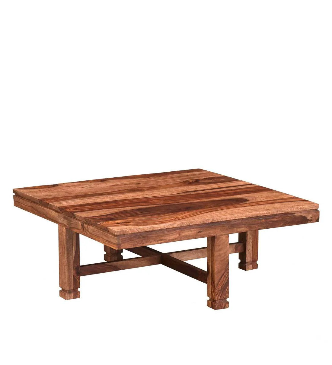 ADOUER WOOD Solid Sheesham Wood Coffee Table Set With 4 Setting Stool (Natural Finish)