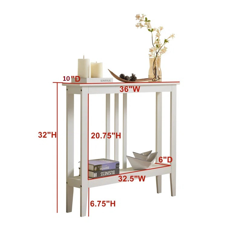 ADOUER WOOD Sheesham Wood White Console Table With Shelf