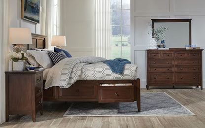 ADOUER WOOD Solid Sheesham Wood Standard Bed With Drawer Storage Walnut Finish