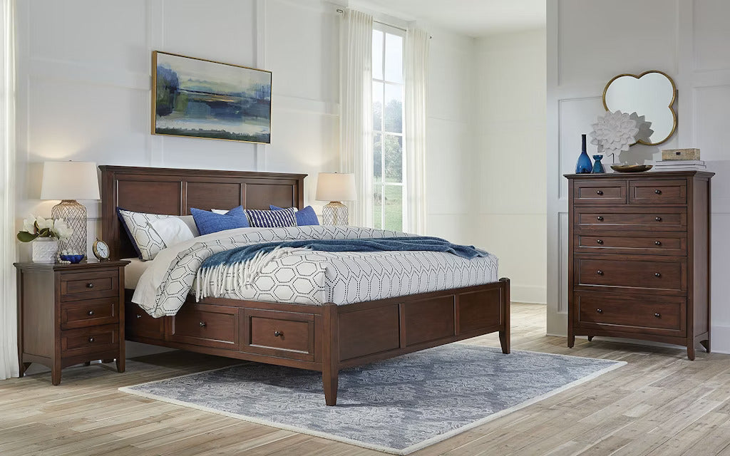 ADOUER WOOD Solid Sheesham Wood Standard Bed With Drawer Storage Walnut Finish