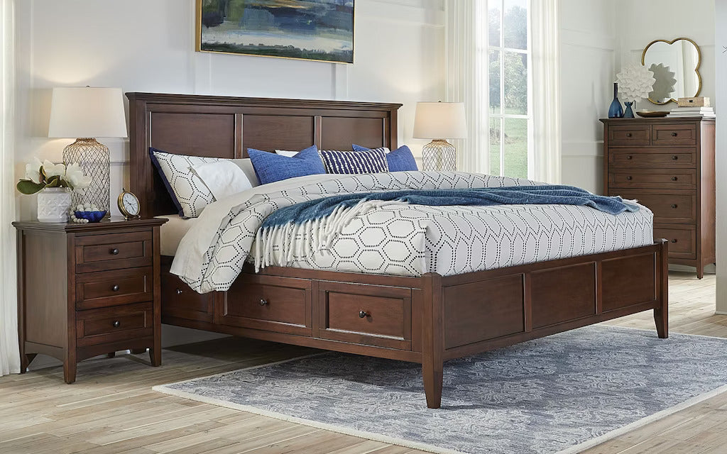 ADOUER WOOD Solid Sheesham Wood Standard Bed With Drawer Storage Walnut Finish